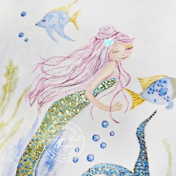 Mermaid No.4 Fine Art Original Watercolor Painting image 5