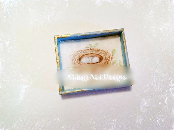 Bird Nest No.23:1 Dollhouse Miniature Handmade Wooden Framed Art image 0