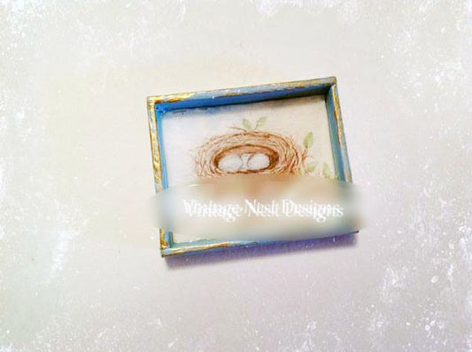 Bird Nest No.23:1 Dollhouse Miniature Handmade Wooden Framed Art image 0