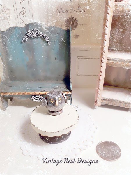 Porcelain Owl No.3 Dollhouse Miniature Handmade One of a Kind image 3