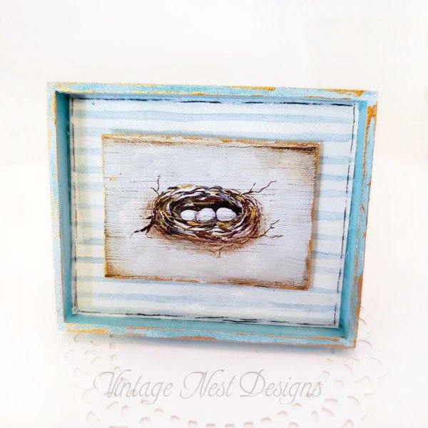 Bird Nest No.3 Dollhouse Miniature Handmade Wooden Framed Art image 0