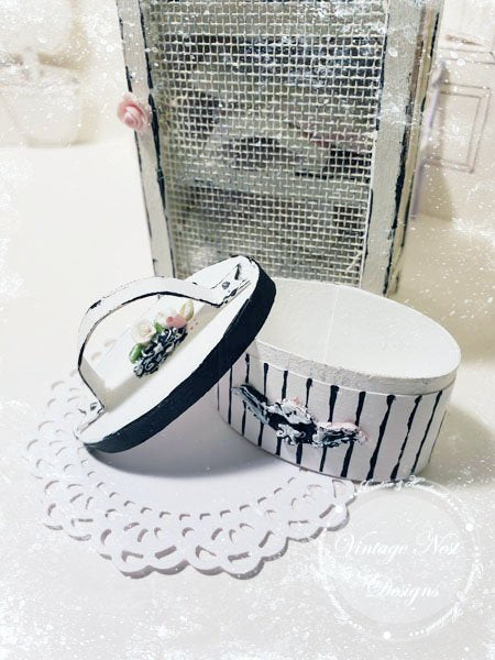 Hat Band Box No.54 Dollhouse Miniature Handmade for Dolls image 1
