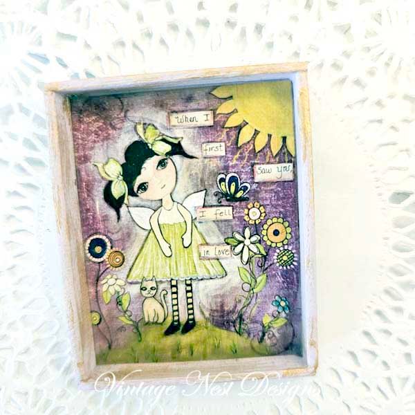 When I First Saw You No.1:1 Dollhouse Miniature Handmade Wooden Framed Art image 3