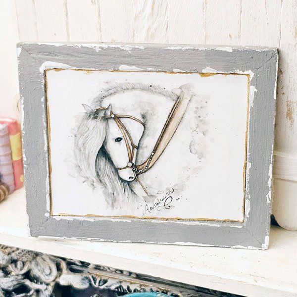 Andalusian Horse No.1:7 Dollhouse Miniature Handmade Wooden Framed Art image 5