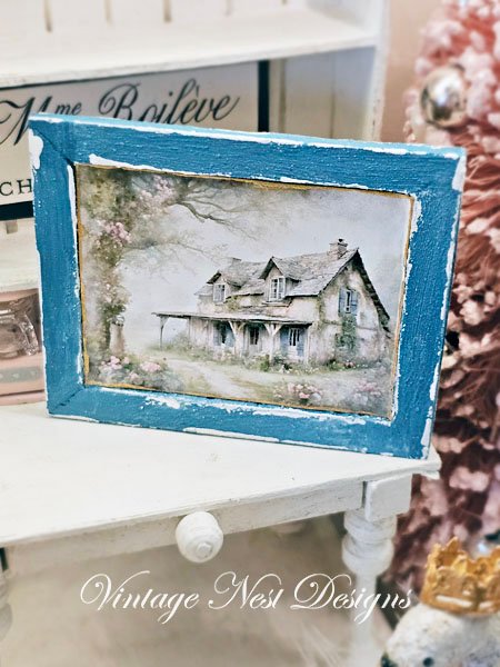 Cottage Farmhouse No.21:1 Dollhouse Miniature Handmade Wooden Framed Art image 2
