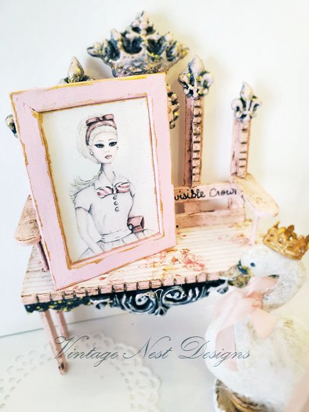 Barbie Doll No.9:1 Dollhouse Miniature Handmade Wooden Framed Art image 2