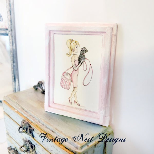 Barbie Shopping No.4:4 Dollhouse Miniature Handmade Wooden Framed Art image 5