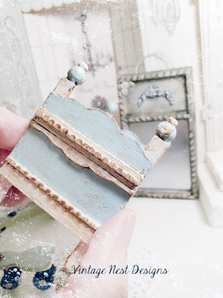 Baby Boy Blue Antique Style Crib No.1 Handmade Dollhouse Miniature image 5