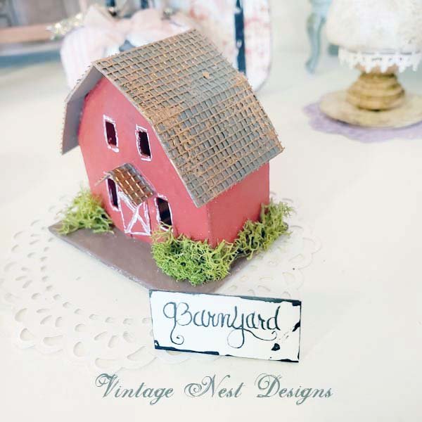 Putz Red Barn No.4 Handmade Miniature image 5