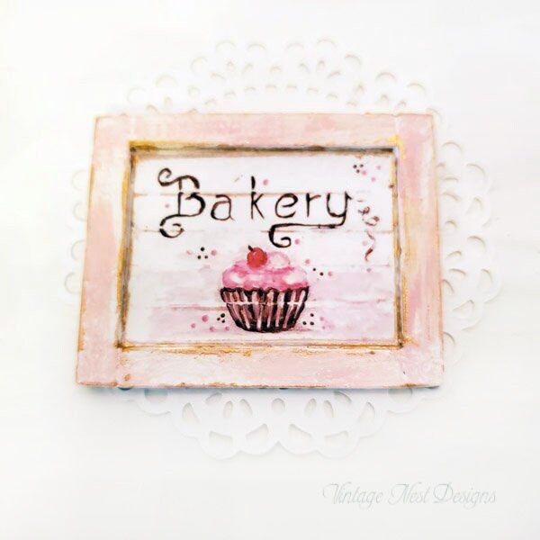 Bakery Sign No.1:3 Dollhouse Miniature Handmade image 1