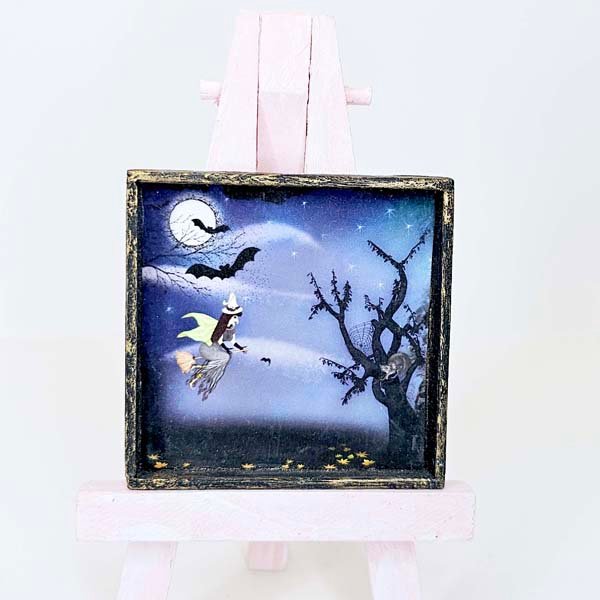 Happy Hauntings No.1:1 Dollhouse Miniature Handmade Wooden Framed Art image 2