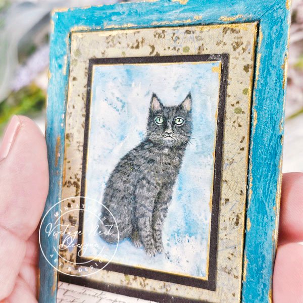 Black Cat No.6:4 Dollhouse Miniature Handmade Wooden Framed Art image 5