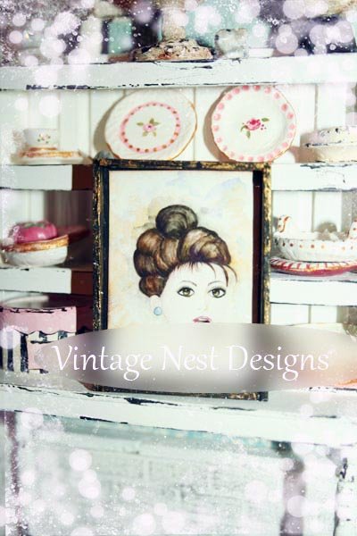 Audrey Hepburn No.1:1 Dollhouse Miniature Handmade Wooden Framed Art image 1