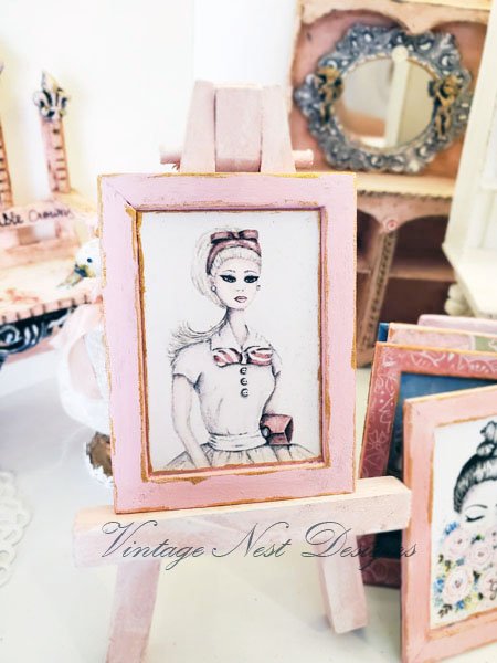 Barbie Doll No.9:1 Dollhouse Miniature Handmade Wooden Framed Art image 0