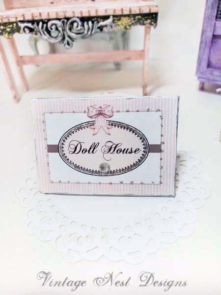Dollhouse Sign No.1:3 Dollhouse Miniature Handmade Framed Art image 0