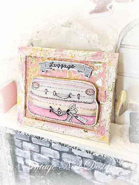 Luggage Suitcase No.38 Dollhouse Miniature Handmade Wooden Framed Art image 1