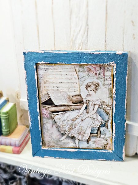 Victorian Woman No.2:1 Dollhouse Miniature Handmade Wooden Framed Art image 5