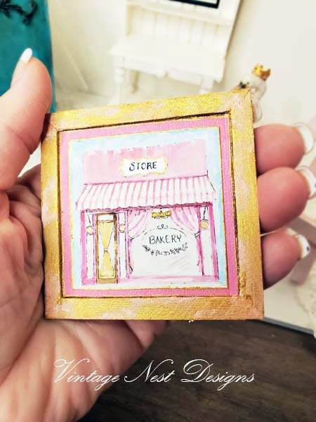 Bakery Store No.1:1 Dollhouse Miniature Handmade Wooden Framed Art image 2