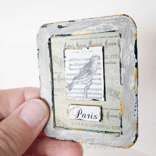 Paris Bird Nest Art No.1:2 Dollhouse Miniature Handmade Framed image 1