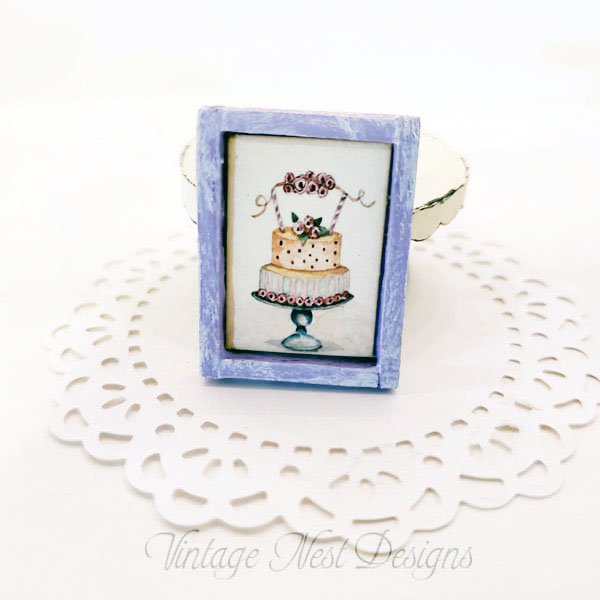 Cake No.5:4 Dollhouse Miniature Handmade Wooden Framed Art image 3
