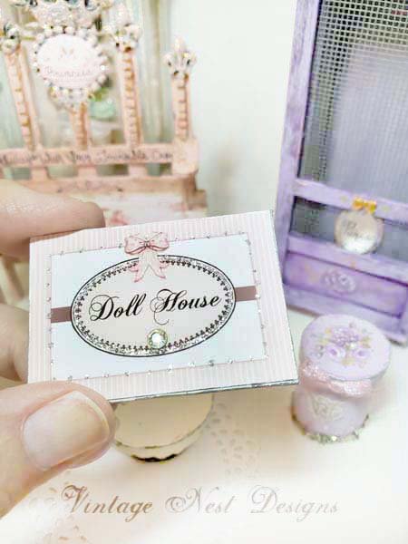 Dollhouse Sign No.1:3 Dollhouse Miniature Handmade Framed Art image 2