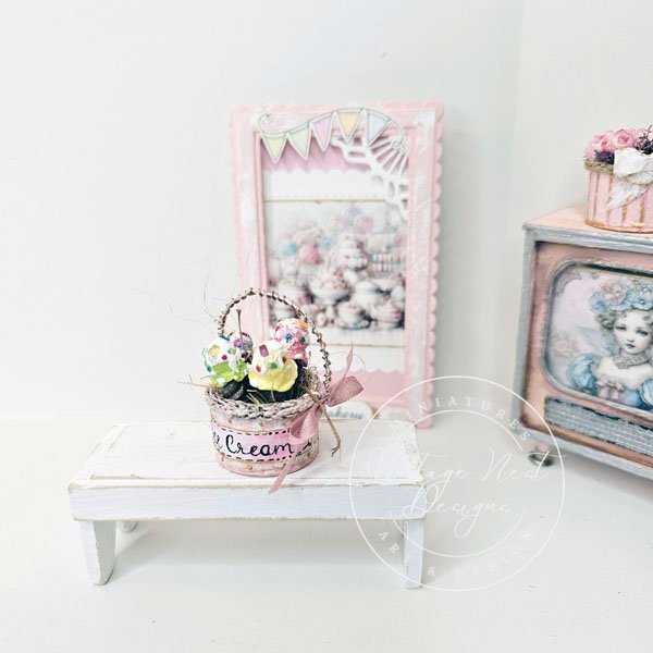 Ice Cream Bucket No.5:1 Dollhouse Miniature Handmade image 0