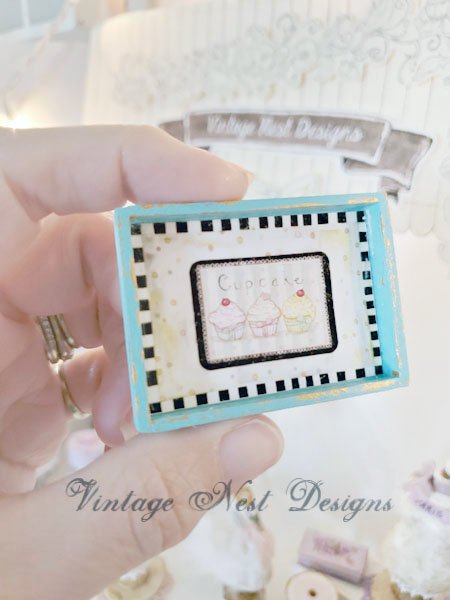 Bon Appetit Cupcake No.1:1 Dollhouse Miniature Handmade Wooden Framed Art image 4