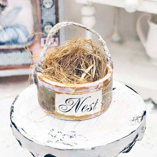 Bird Nest Basket No.8 Dollhouse Miniature Handmade image 0