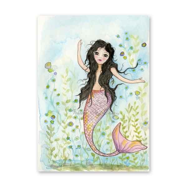 Digital Prints Under the Sea Mermaid No.1 Watercolor Painting image 2