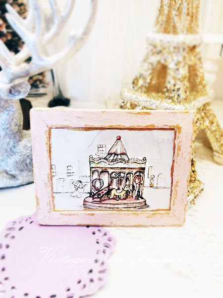 Carousel No.1:1 Handmade Dollhouse Miniature Wooden Framed Art image 3