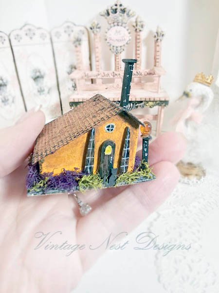 Putz Halloween House No.3 Miniature Handmade Shadow Box Diorama One of a Kind image 4