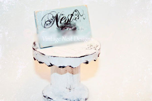 Bird Nest Blue No.1:1 Dollhouse Miniature Handmade Wooden Framed Art image 0