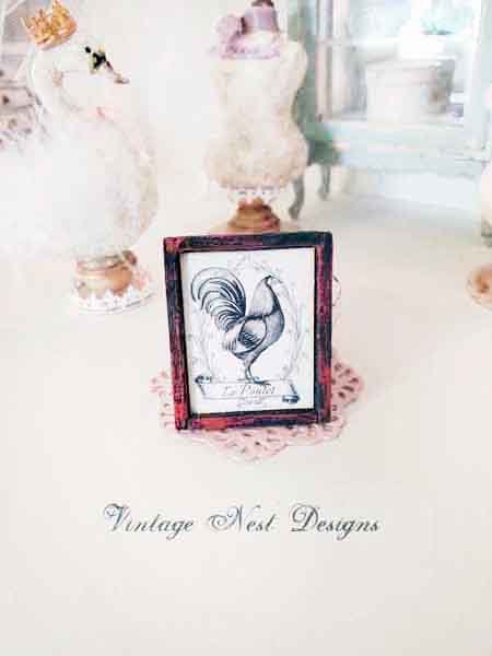 Roosters No.1:2 Dollhouse Miniature Handmade image 0