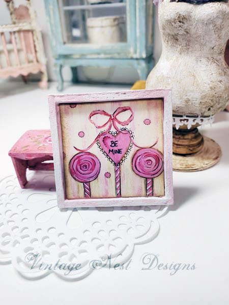 Valentine Lollipop No.3 Dollhouse Miniature Handmade image 0