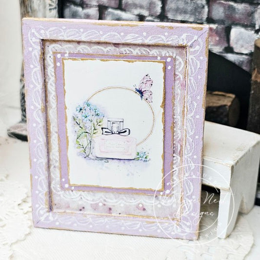 Miss Dior Perfume No.1:1 Dollhouse Miniature Handmade Wooden Framed Art image 0