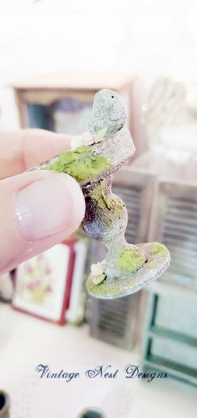 Mossy Bird Bath No.5 Dollhouse Miniature Handmade image 1