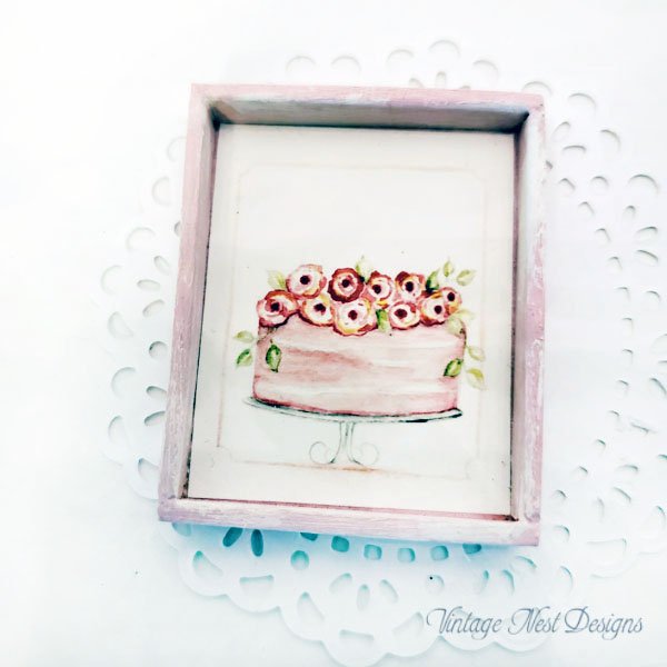Cake No.4:1 Dollhouse Miniature Handmade Wooden Framed Art image 2