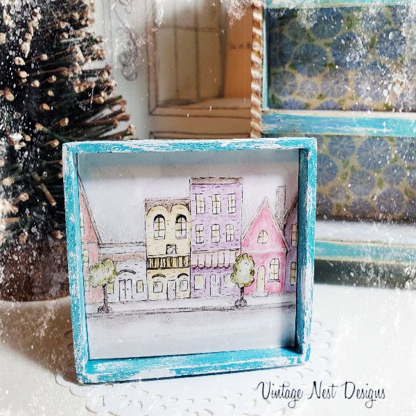 City Life Drawing No.1:1 Dollhouse Miniature Handmade Framed Art image 2
