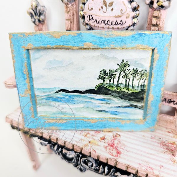 Ocean No.1:1 Dollhouse Miniature Handmade Wooden Framed Art image 2