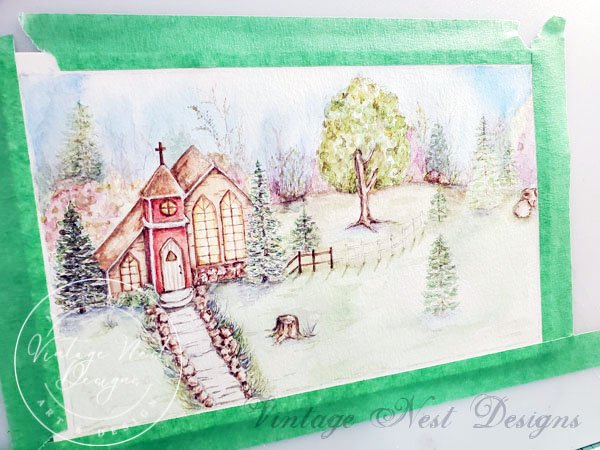 Church in the Woods No.2 Digital Prints Watercolor Painting image 9