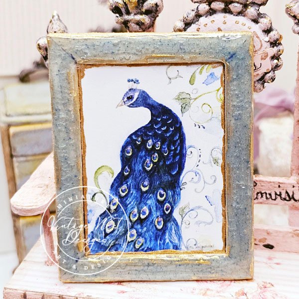 Peacock No.1:3 Dollhouse Miniature Handmade Wooden Framed image 4