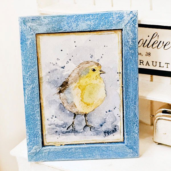 Bird No.1:1 Dollhouse Miniature Handmade Wooden Framed Art image 3