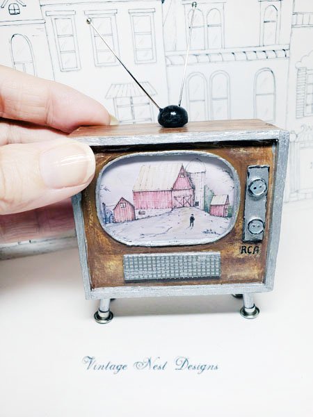 Retro TV No.1 Dollhouse Miniature Handmade image 3