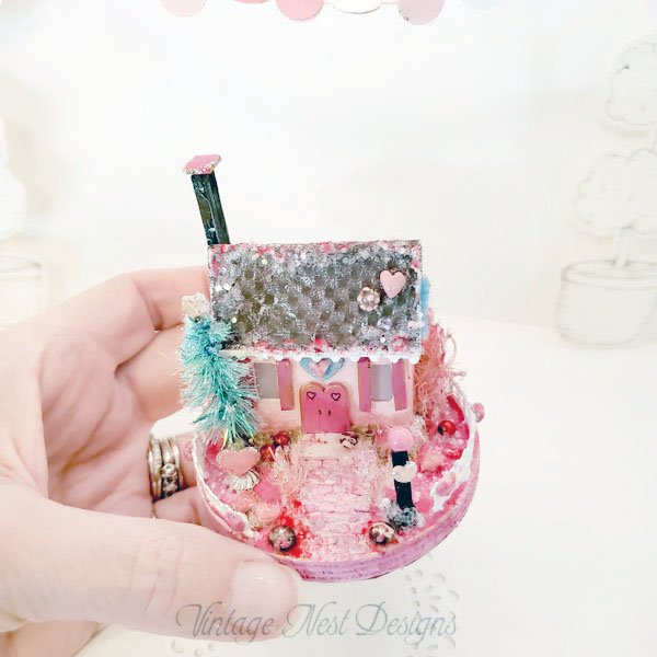 Valentine Putz Glitter Holiday House No.1 Handmade Miniature image 2