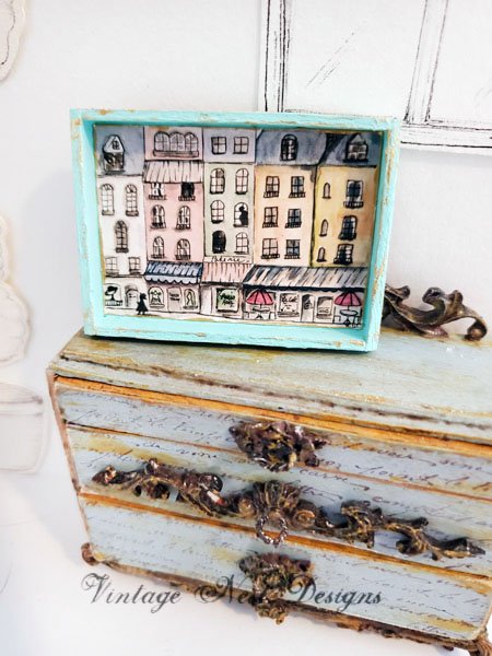 Paris Shopping in the City No.1:3 Dollhouse Miniature Handmade Wooden Framed Art image 3