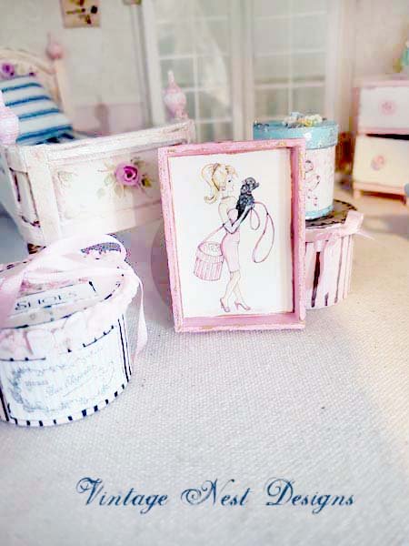 Shopping Barbie No.4:7 Dollhouse Miniature Handmade Wooden Framed Art image 3