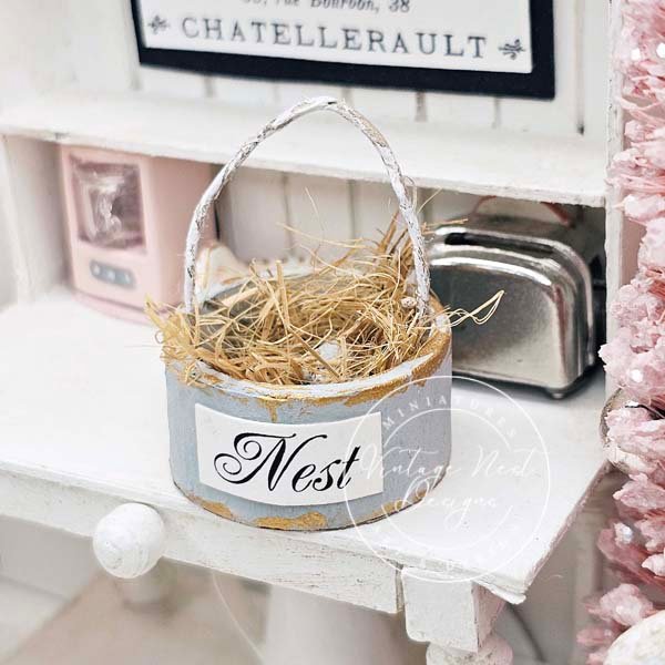 Bird Nest Basket No.17 Handmade Miniature image 6