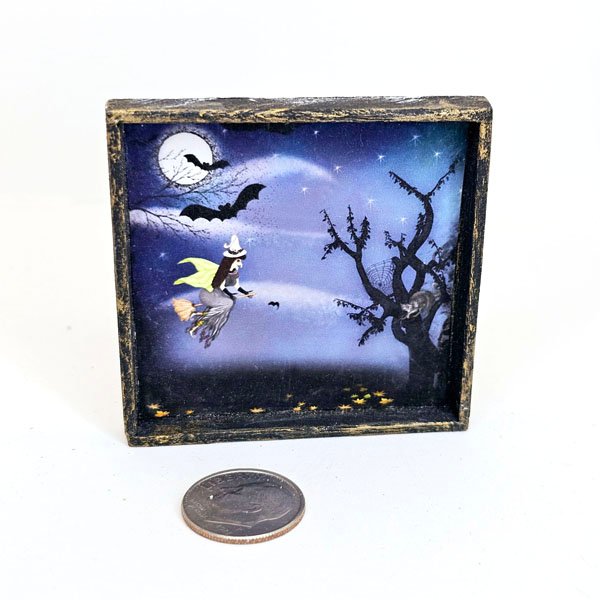Happy Hauntings No.1:1 Dollhouse Miniature Handmade Wooden Framed Art image 0