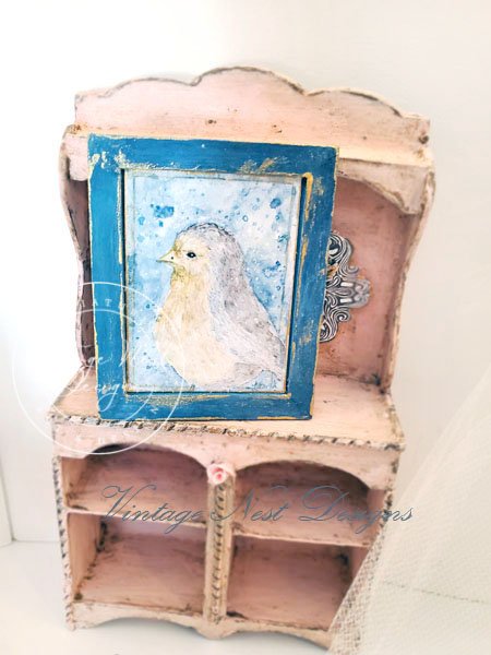 Bird No.2:1 Dollhouse Miniature Handmade Wooden Framed Art image 1