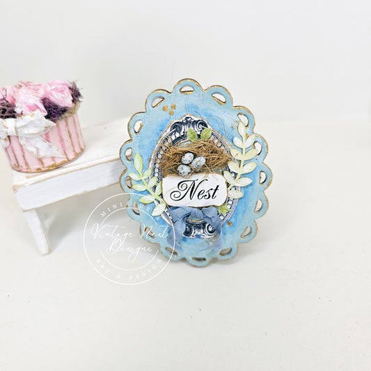 Bird Nest No.29 Dollhouse Miniature Handmade Framed Art image 0